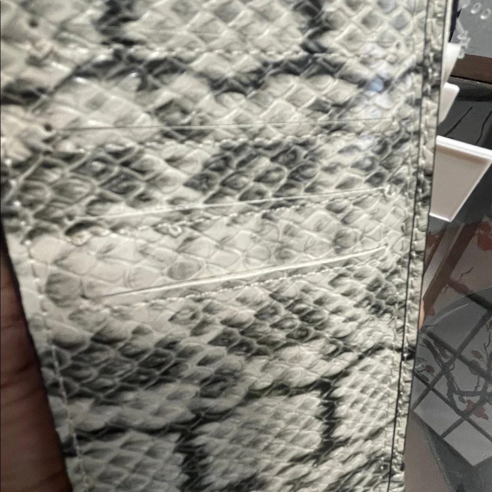 a new day Snake-Print Zip Clutch in White and Black